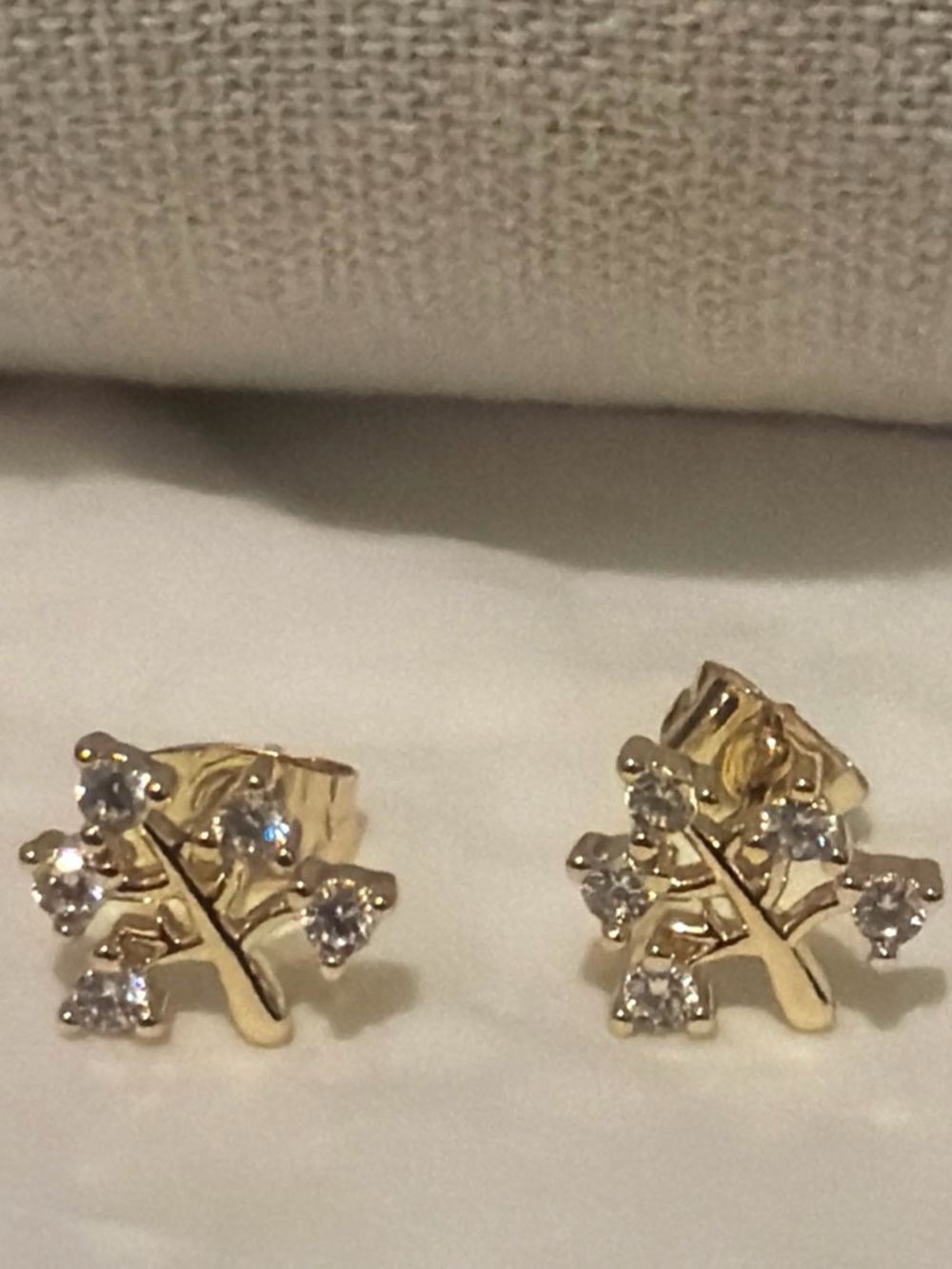 Gold Leaf Crystal Stud Earrings - Women Jewelry